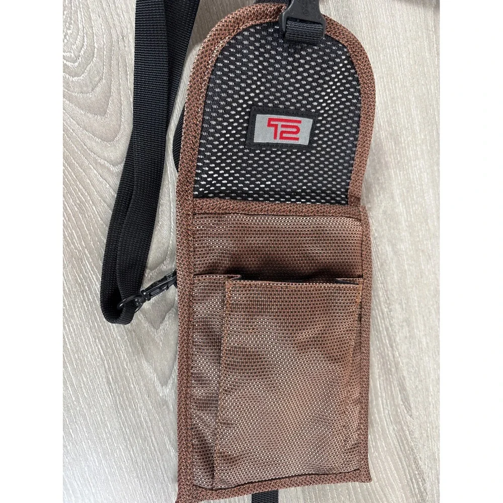 Vintage Tumi T2 Brown Ballistic Nylon Travel Wallet Crossbody Neck Pouch Bag
